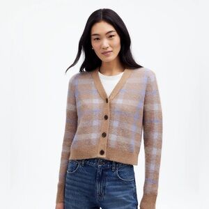 Madewell Avery Plaid NWT Alpaca-Blend V-Neck Cardigan - Size XS